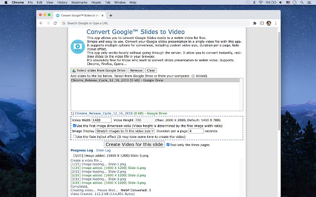 I-convert ang Mga Slide sa Video mula sa web store ng Chrome upang patakbuhin gamit ang OffiDocs Chromium online
