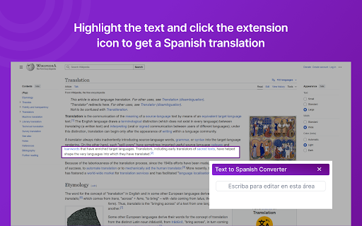 Convert Text To Spanish  from Chrome web store to be run with OffiDocs Chromium online