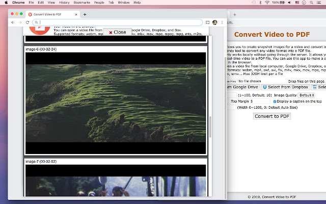 Convierta video a PDF desde la tienda web de Chrome para que se ejecute con OffiDocs Chromium en línea