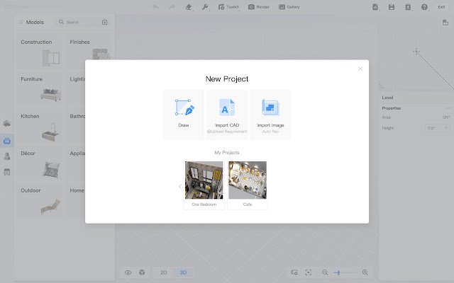 Coohom - Plans d'étage et design d'intérieur de la boutique en ligne Chrome à exécuter avec OffiDocs Chromium en ligne