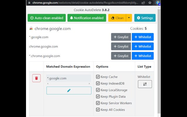 Cookie AutoDelete  from Chrome web store to be run with OffiDocs Chromium online