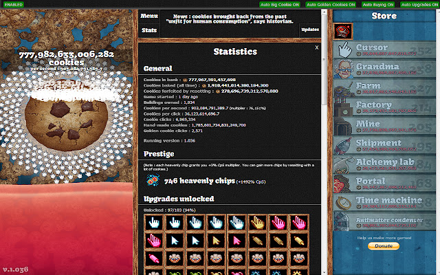 Cookie clicker, clicker de Chrome web store para ejecutarse con OffiDocs Chromium en línea