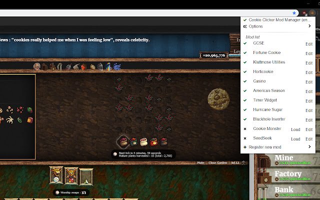 Cookie Clicker Mod Manager  from Chrome web store to be run with OffiDocs Chromium online