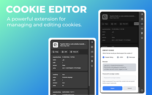 Cookie Editor  from Chrome web store to be run with OffiDocs Chromium online