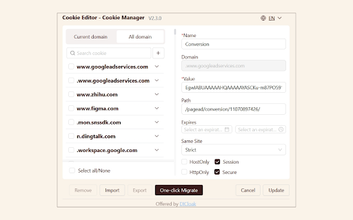 Cookie Editor Cookie Manager  from Chrome web store to be run with OffiDocs Chromium online
