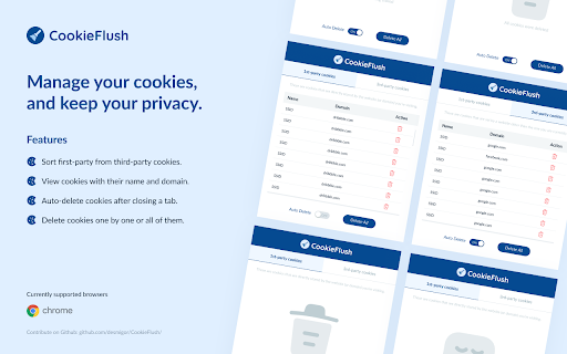CookieFlush  from Chrome web store to be run with OffiDocs Chromium online