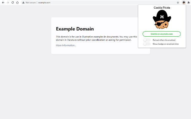Chrome ウェブストアの Cookie Pirate を OffiDocs Chromium online で実行