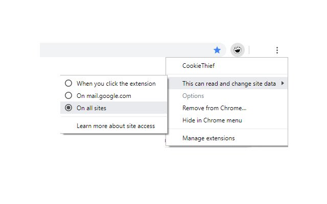 Chrome 웹 스토어의 CookieThief가 온라인에서 OffiDocs Chromium과 함께 실행됩니다.