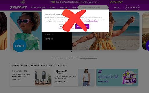Cookie warning blocker  from Chrome web store to be run with OffiDocs Chromium online