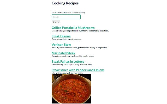 Ricette di cucina dal Chrome Web Store da eseguire con OffiDocs Chromium online