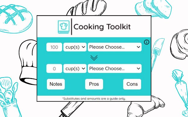 مجموعة أدوات الطبخ من متجر Chrome الإلكتروني ليتم تشغيلها باستخدام OffiDocs Chromium عبر الإنترنت