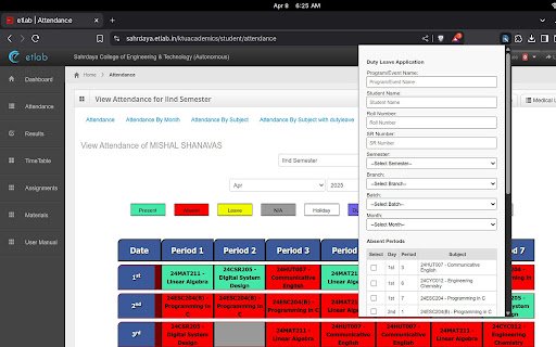 Cook my DutyLeave  from Chrome web store to be run with OffiDocs Chromium online