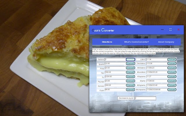 Cooks Converter dari toko web Chrome untuk dijalankan dengan OffiDocs Chromium online