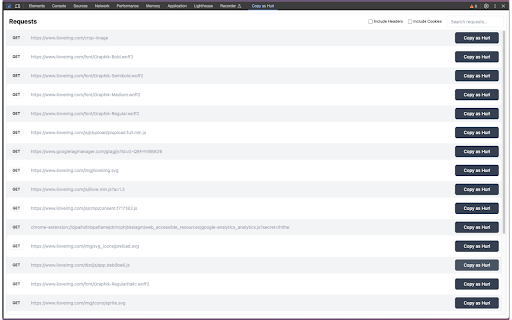 Copy as Hurl  from Chrome web store to be run with OffiDocs Chromium online