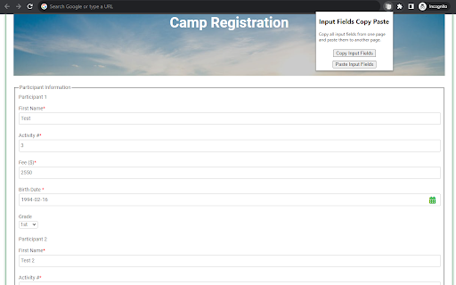 Copy Paste Input Fields  from Chrome web store to be run with OffiDocs Chromium online