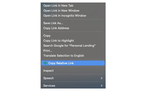 Copy Relative Link  from Chrome web store to be run with OffiDocs Chromium online