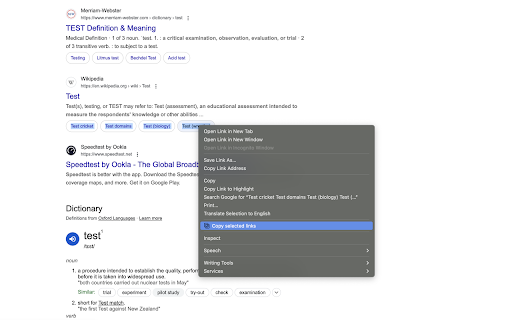 Copy Selected Links  from Chrome web store to be run with OffiDocs Chromium online
