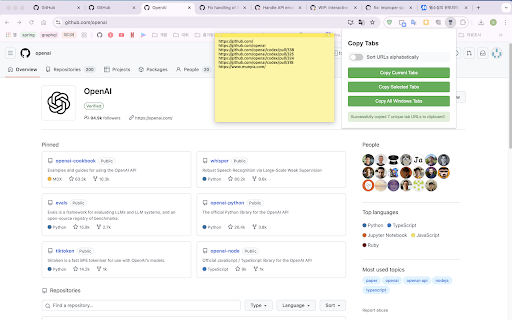 CopyTabs  from Chrome web store to be run with OffiDocs Chromium online