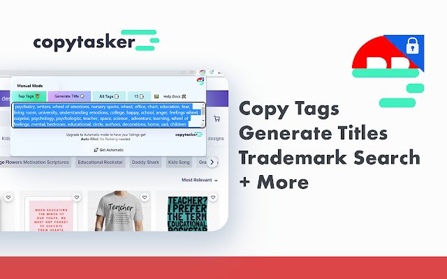 Копіювати теги Redbubble Ключові слова Назва Copytasker із веб-магазину Chrome для запуску за допомогою OffiDocs Chromium онлайн