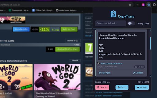 CopyTrace  from Chrome web store to be run with OffiDocs Chromium online