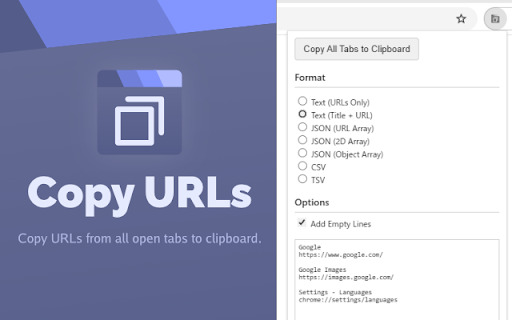 Copy URLs  from Chrome web store to be run with OffiDocs Chromium online