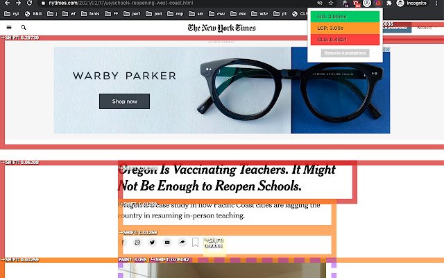 Core Web Vitals Annotations  from Chrome web store to be run with OffiDocs Chromium online