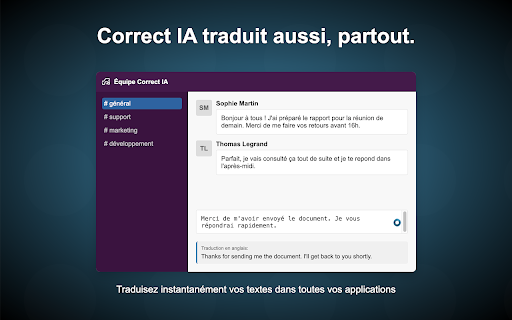 Correct IA : Correction et traduction IA dans vos champs texte  from Chrome web store to be run with OffiDocs Chromium online
