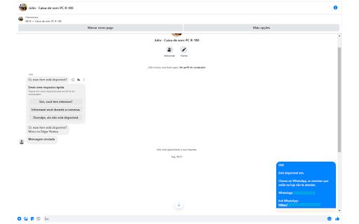 CortexBot para o Facebook Marketplace – Chatbot conectado ao ChatGPT from Chrome web store to be run with OffiDocs Chromium online CortexBot para o Facebook Marketplace – Chatbot conectado ao ChatGPT from Chrome web store to be run with OffiDocs Chromium online