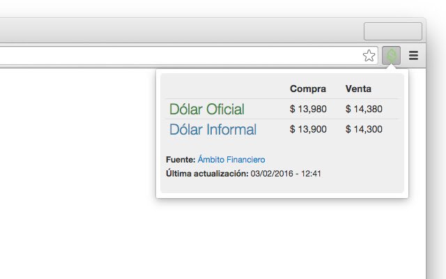 Cotización del Dólar en Argentina از فروشگاه وب Chrome با OffiDocs Chromium به صورت آنلاین اجرا می شود