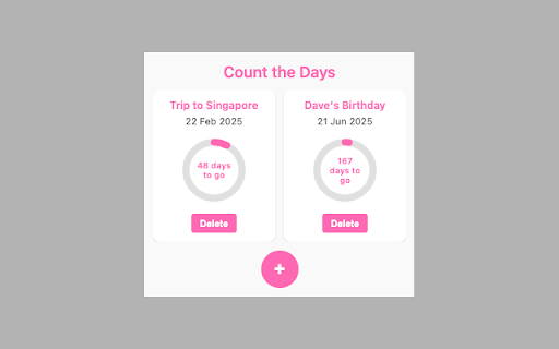 Count the Days from Chrome web store to be run with OffiDocs Chromium online Count the Days from Chrome web store to be run with OffiDocs Chromium online