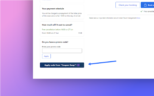 Coupon Swap: Effortlessly exchange Booking.com coupon codes  from Chrome web store to be run with OffiDocs Chromium online