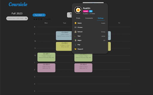 Coursicle Dark Mode  from Chrome web store to be run with OffiDocs Chromium online