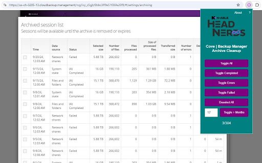 Cove | Backup Manager Archive Cleanup  from Chrome web store to be run with OffiDocs Chromium online
