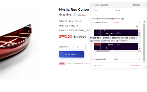 Coveo Explorer  from Chrome web store to be run with OffiDocs Chromium online
