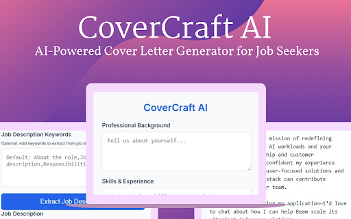 CoverCraft AI  from Chrome web store to be run with OffiDocs Chromium online