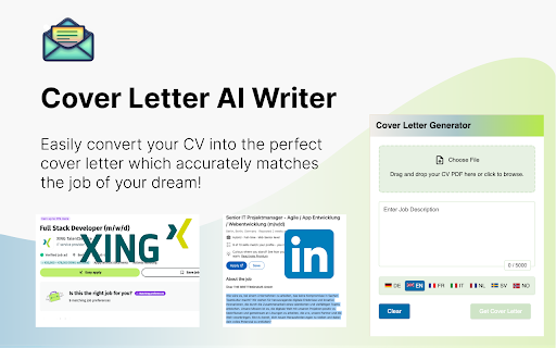 Cover Letter AI Writer  from Chrome web store to be run with OffiDocs Chromium online