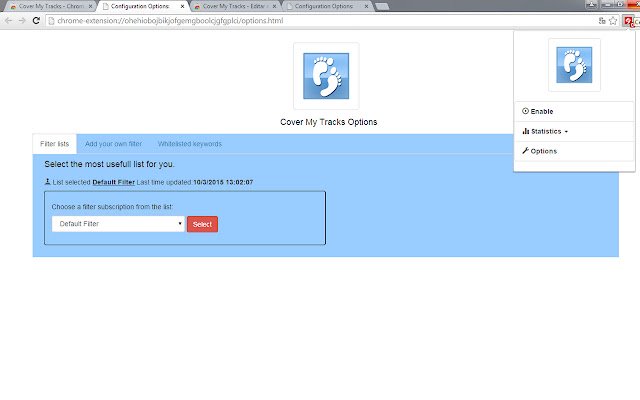 Cover My Tracks dari toko web Chrome untuk dijalankan dengan Chromium OffiDocs online