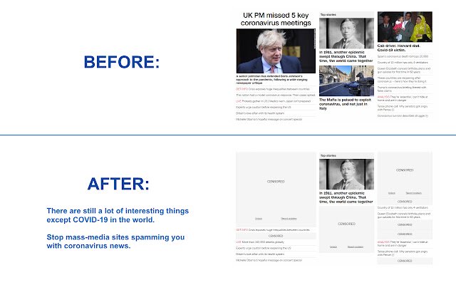 Covid 19 News Blocker من متجر Chrome الإلكتروني ليتم تشغيله باستخدام OffiDocs Chromium عبر الإنترنت