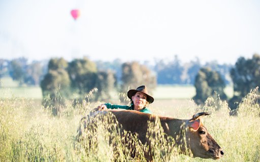 Cow and woman  from Chrome web store to be run with OffiDocs Chromium online
