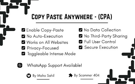 CPA Copy Paste Anywhere  from Chrome web store to be run with OffiDocs Chromium online
