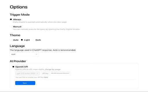 Crafty Copilot (Powered by GPT 4)  from Chrome web store to be run with OffiDocs Chromium online