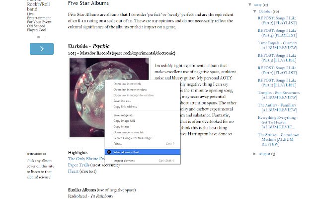 CrateDigger: ตัวระบุอัลบั้มจาก Chrome เว็บสโตร์ที่จะรันด้วย OffiDocs Chromium ออนไลน์