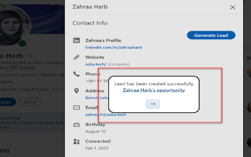 Create Odoo leads from LinkedIn  from Chrome web store to be run with OffiDocs Chromium online