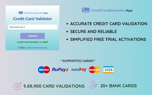 Credit Card Validator  from Chrome web store to be run with OffiDocs Chromium online
