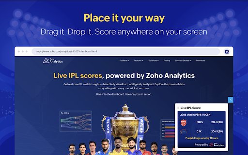 Cricket Live Score  from Chrome web store to be run with OffiDocs Chromium online