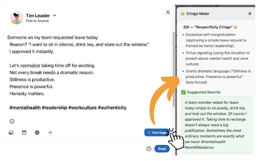 CringedIn  from Chrome web store to be run with OffiDocs Chromium online