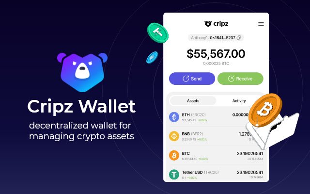 Cripz Wallet aus dem Chrome-Webshop zur Ausführung mit OffiDocs Chromium online