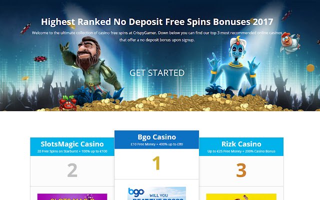 CrispyGamer Pinakamahusay na Walang Deposit na Libreng Spins mula sa Chrome web store na tatakbo sa OffiDocs Chromium online