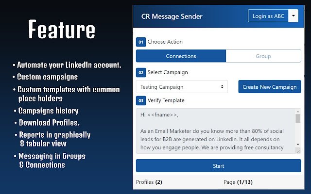 CR LinkedIn Automatic Message Sender uit de Chrome-webwinkel, uit te voeren met OffiDocs Chromium online