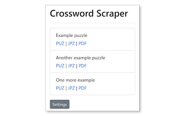 Crossword Scraper จาก Chrome เว็บสโตร์ที่จะใช้งานร่วมกับ OffiDocs Chromium ออนไลน์